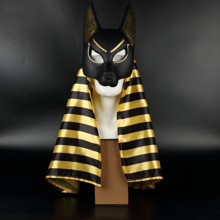 Cos Egyptian Anubis Cosplay Face Mask PVC Wolf Head Helmet Costume Party Show Prop Halloween Fancy Dress Ball Toy