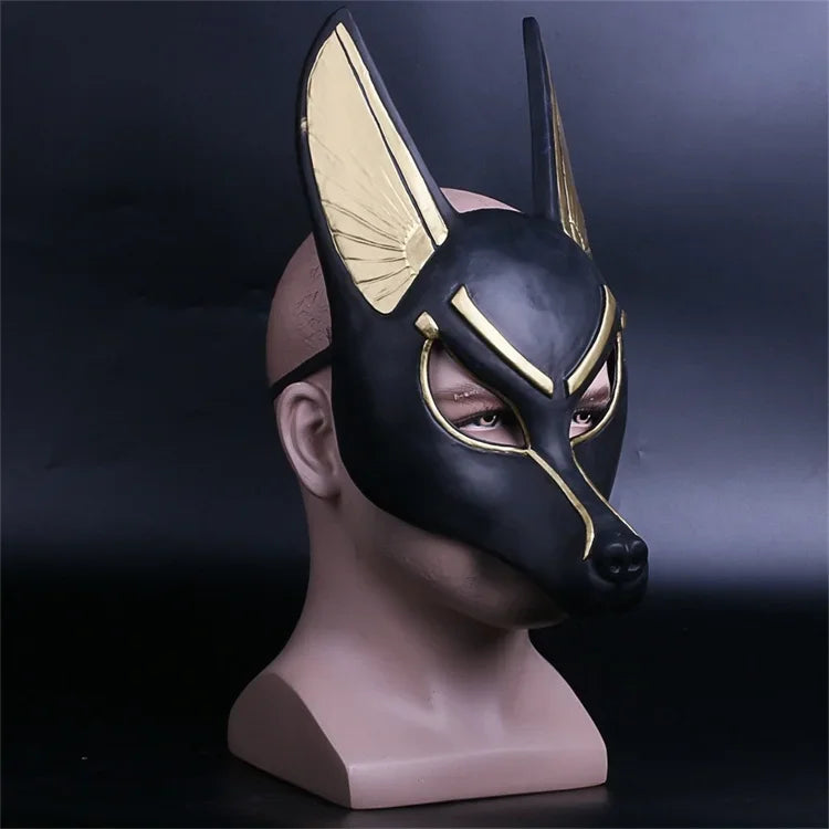 Cos Egyptian Anubis Cosplay Face Mask PVC Wolf Head Helmet Costume Party Show Prop Halloween Fancy Dress Ball Toy