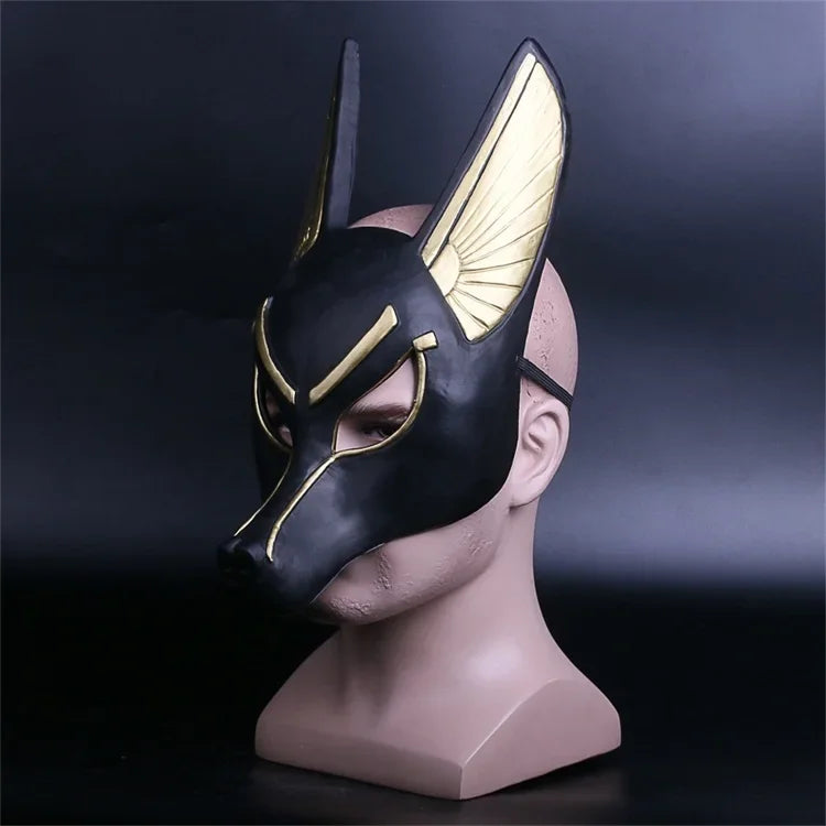 Cos Egyptian Anubis Cosplay Face Mask PVC Wolf Head Helmet Costume Party Show Prop Halloween Fancy Dress Ball Toy