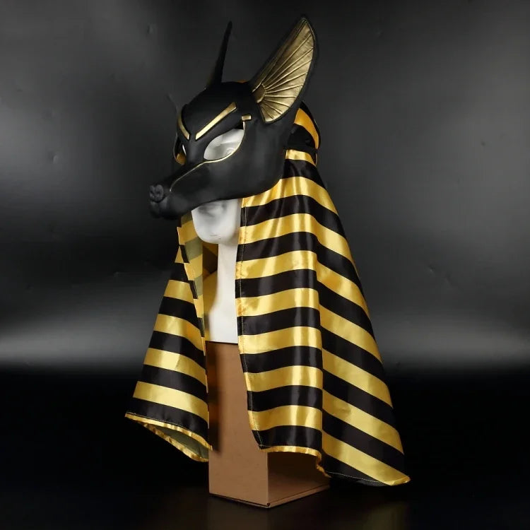 Cos Egyptian Anubis Cosplay Face Mask PVC Wolf Head Helmet Costume Party Show Prop Halloween Fancy Dress Ball Toy