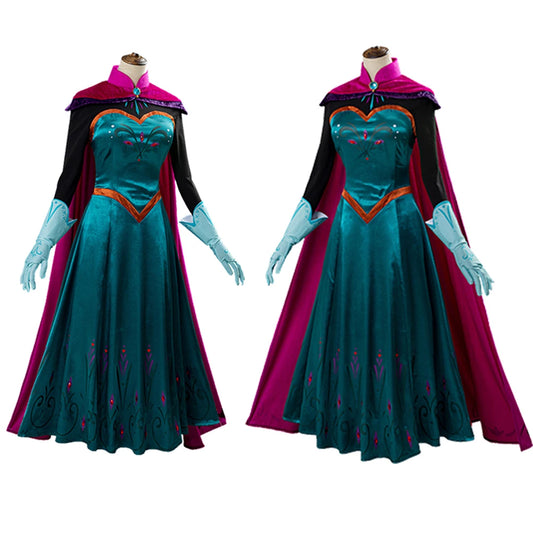 Cosplay Princess Dress Fantasy Clothing Movie Cartoon Princess Queen Halloween Disguise Outfits Glove Cloak Suit Gifts