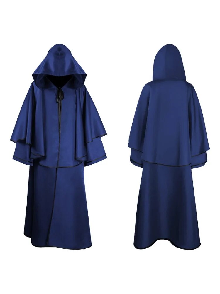 Cosplay Medieval Hooded Robe Costume Halloween Dress Up Party Adult Monk Cloak Wizard Guide Cloak Cosplay Clothing Stage Drama