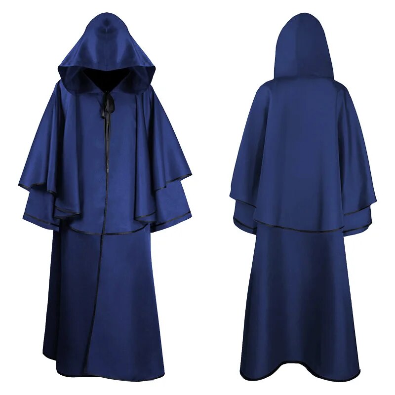 Cosplay Medieval Hooded Robe Costume Halloween Dress Up Party Adult Monk Cloak Wizard Guide Cloak Cosplay Clothing Stage Drama