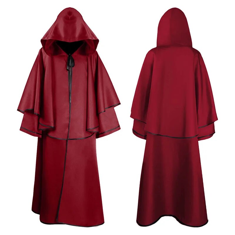 Cosplay Medieval Hooded Robe Costume Halloween Dress Up Party Adult Monk Cloak Wizard Guide Cloak Cosplay Clothing Stage Drama