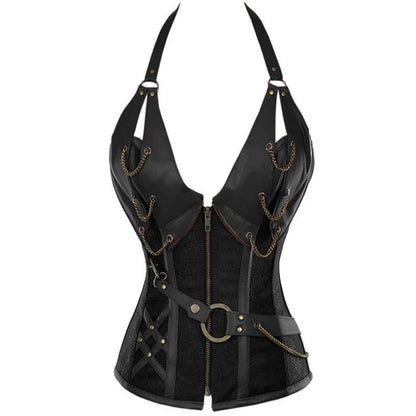 Cosplay Medieval Steampunk Viking Pirate Costume Adult Women Gothic Knight Corset Halloween Leathter Halter Vest Disfraz Hombre