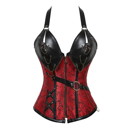 Cosplay Medieval Steampunk Viking Pirate Costume Adult Women Gothic Knight Corset Halloween Leathter Halter Vest Disfraz Hombre