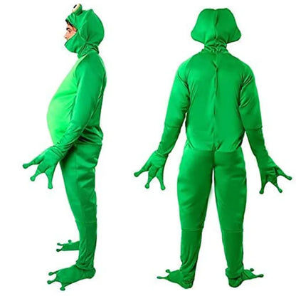 Cosplay Men Funny Frog Costume Novelty Adult Animal Halloween Dress Up Party Jumpsuit Outfit Overalls Plus Size Clothes