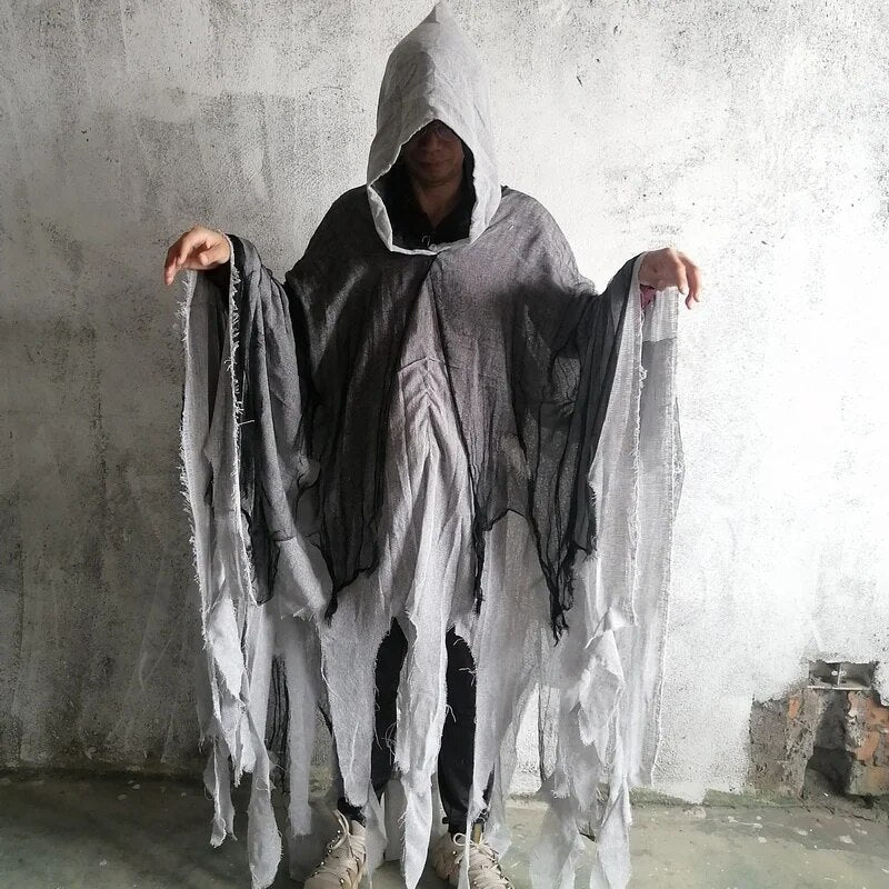 Cosplay Terror Ghost Zombie Skull Cloak Gothic Retro Hooded Cloak Capes Long Robes Jackets Coat Carnival Halloween Costume Y 2k