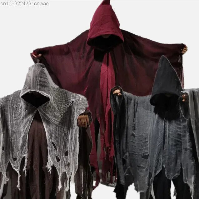 Cosplay Terror Ghost Zombie Skull Cloak Gothic Retro Hooded Cloak Capes Long Robes Jackets Coat Carnival Halloween Costume Y 2k