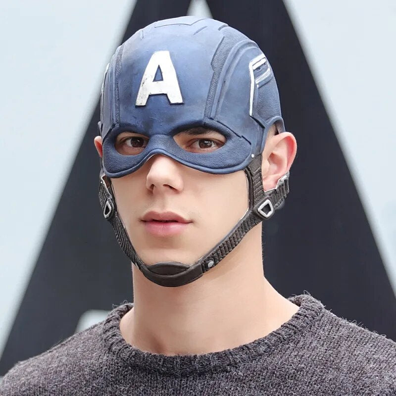 Cosplay Superhero Captain America Civil War CA Mask Steven Rogers Latex Helmet Costume Fancy Dress Party Anime Stage Show Props