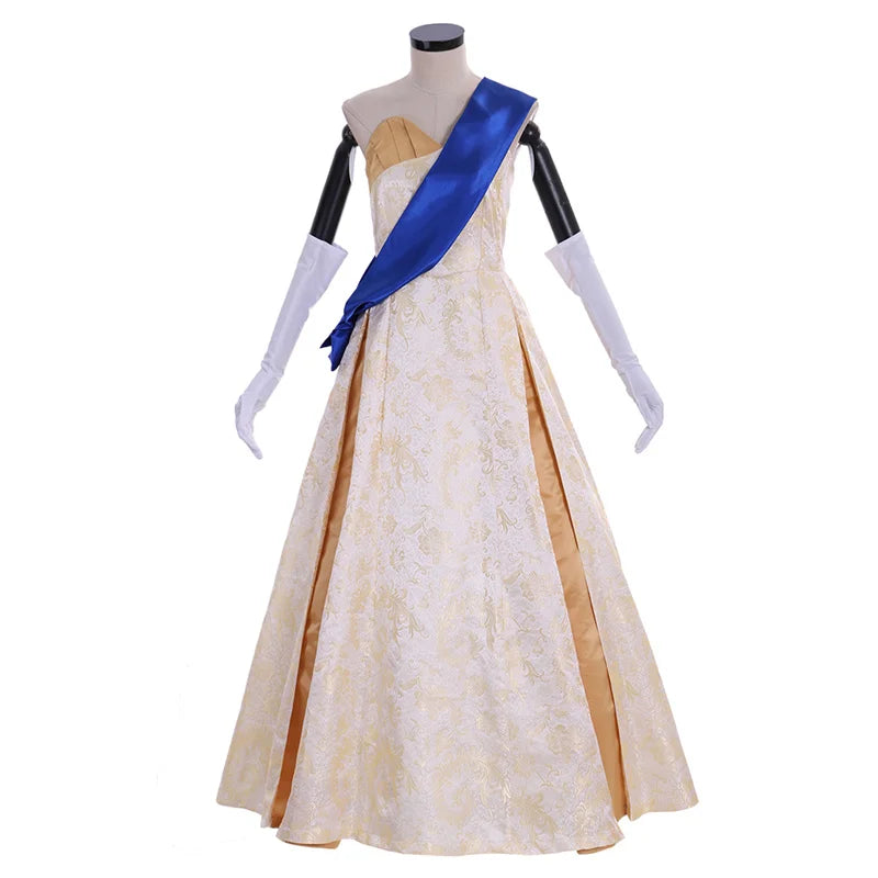 Crown Season 2 Queen Elizabeth  Cosplay Costume Adult Women Wedding Dress Princess Ball Gown