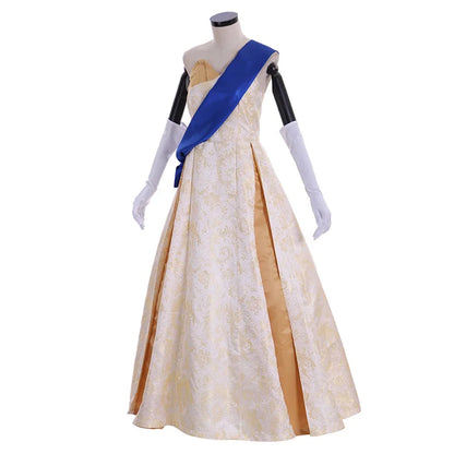 Crown Season 2 Queen Elizabeth  Cosplay Costume Adult Women Wedding Dress Princess Ball Gown