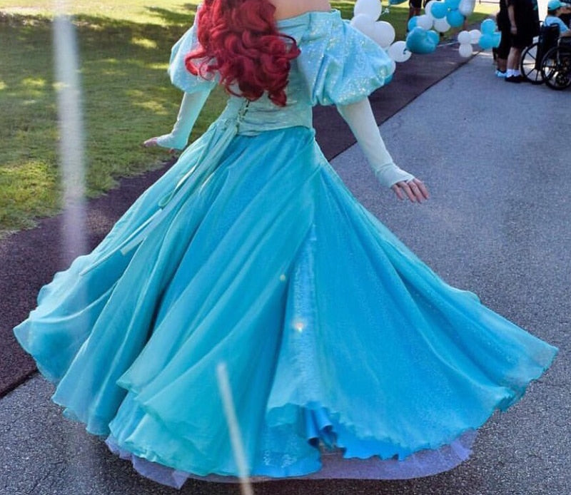 Custom-Made Ariel Princess Green Cosplay Costume Dress For Halloween Party Costumes