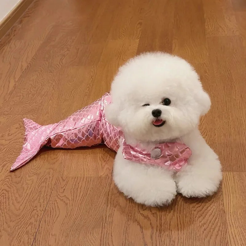 Cute Mermaid Pet Skirt Creative Halloween Pet Dressing Flash Cat Dress Coat Dog Cat Pet Clothes for Small Dog Ropa Mascota