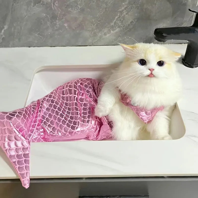 Cute Mermaid Pet Skirt Creative Halloween Pet Dressing Flash Cat Dress Coat Dog Cat Pet Clothes for Small Dog Ropa Mascota