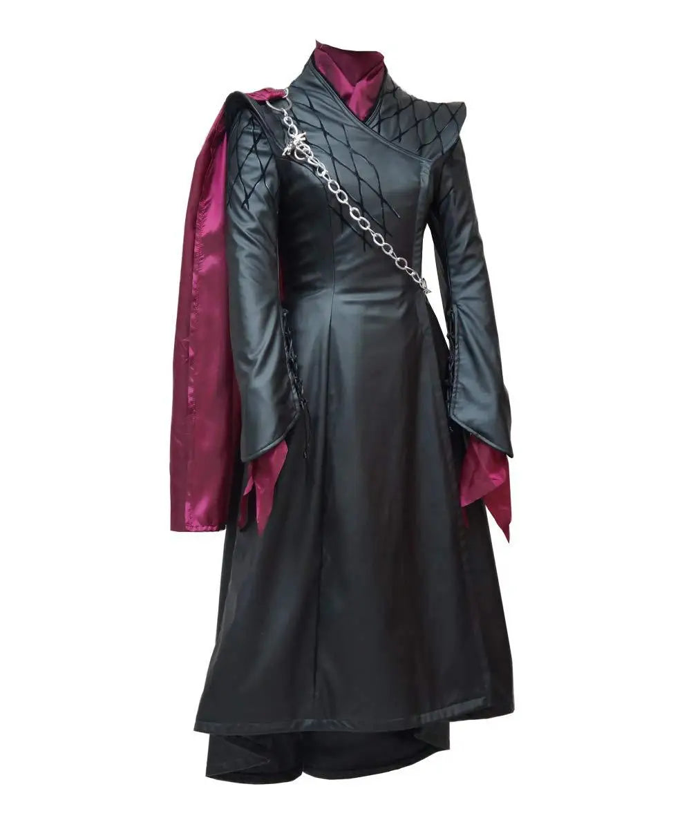 Daenerys Cosplay Costume Black Jacket Long Cape Movie Cosplay Full Set Lady Suit Outfits for Women Queen Cosplay Halloween Suit