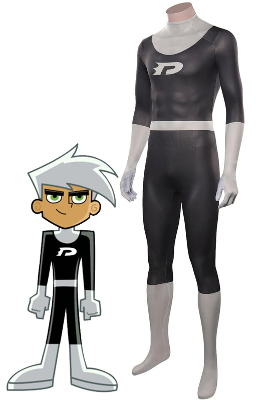 Danny Cosplay Adult Men Costume Cartoon Danny Phantom Roleplay Fantasia Man Halloween Carnival Clothes For Disguise Role Playing