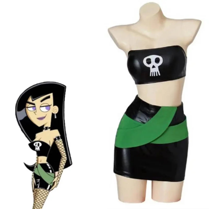 Danny Phantom Cosplay Costumes Adults Women Sam Manson Outfit Superhero Daniel Danny Fenton Suit Halloween Skull Head Coustume