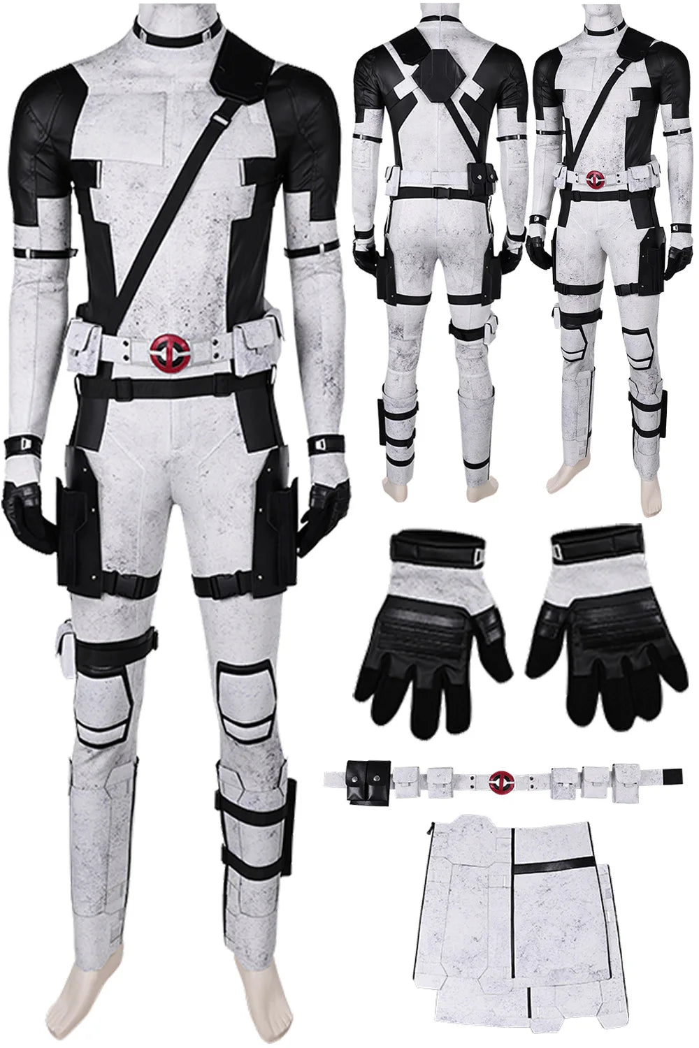 Cospaly Pool White Black Set Wade Costume Movie Dead Cos Pool Jumpsuit Mask Outfits Men Halloween Carnival Party Suit