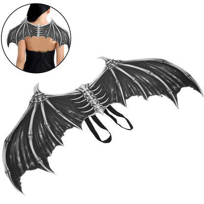 Demon Bone Wings with Straps Foldable Wings Halloween Carnival Cosplay Costume Accessories Birthday Masquerade Party Props