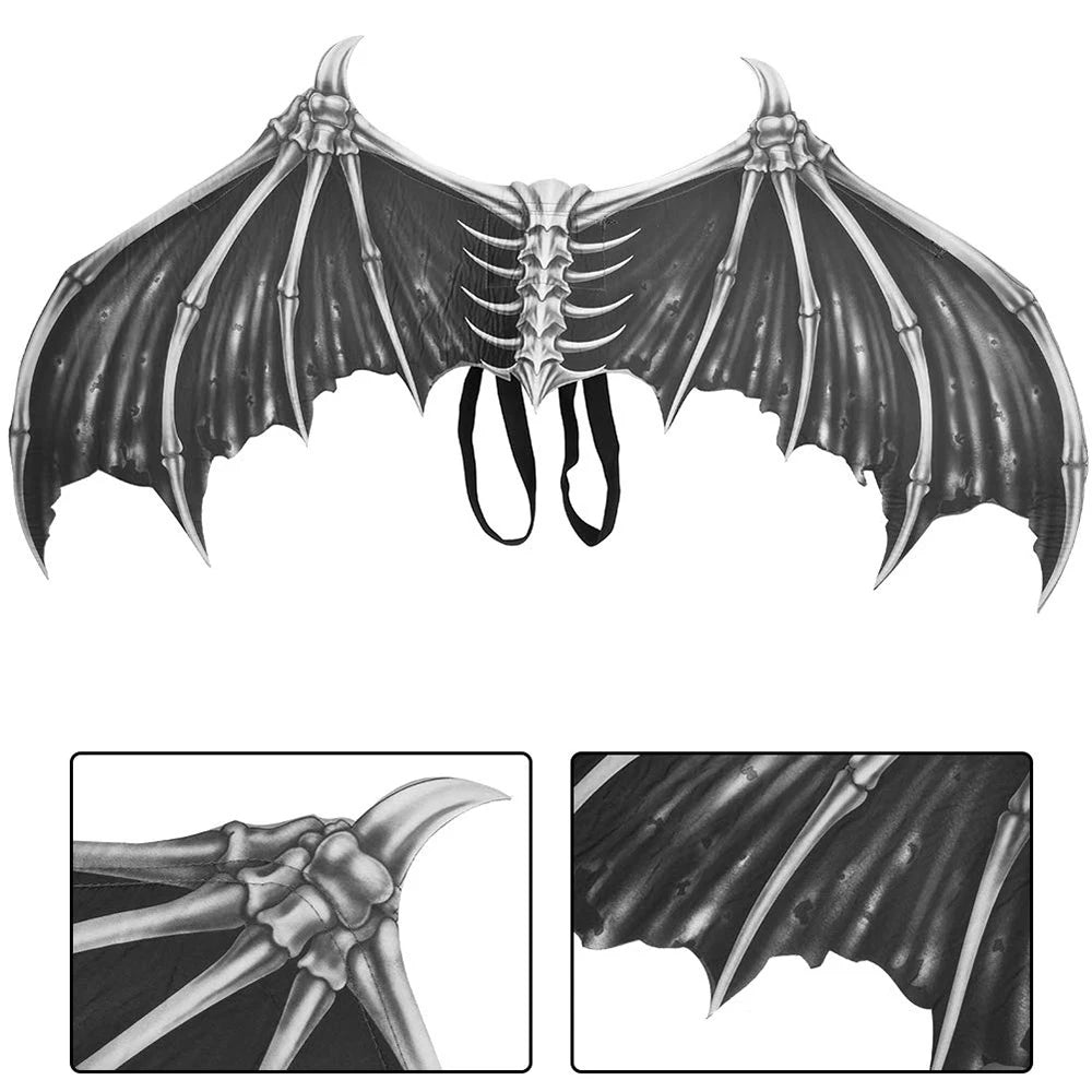 Demon Bone Wings with Straps Foldable Wings Halloween Carnival Cosplay Costume Accessories Birthday Masquerade Party Props