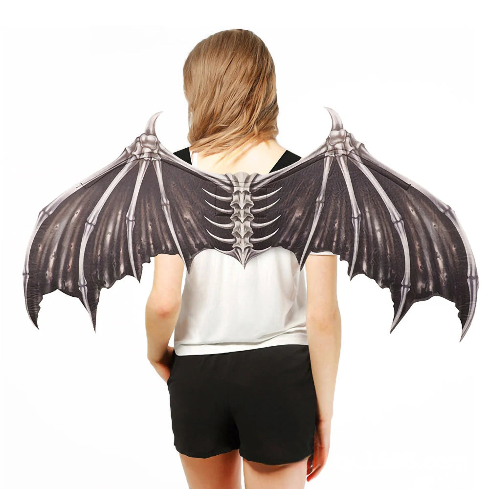 Demon Bone Wings with Straps Foldable Wings Halloween Carnival Cosplay Costume Accessories Birthday Masquerade Party Props