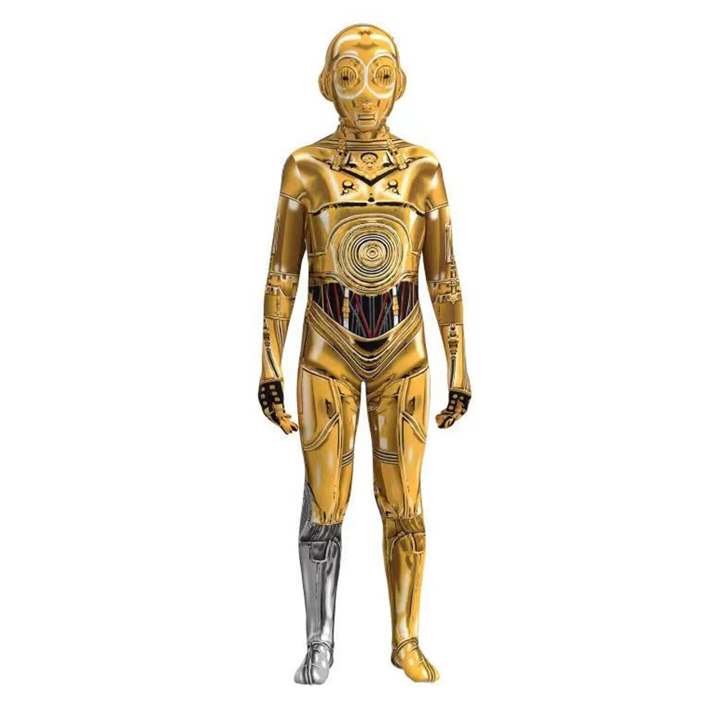 C-3PO Robot Cosplay Star Wars Costume Halloween Cosplay See-Threepio Protocol Droid Mask Jumpsuit Adult Kids Bodysuits