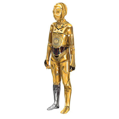 C-3PO Robot Cosplay Star Wars Costume Halloween Cosplay See-Threepio Protocol Droid Mask Jumpsuit Adult Kids Bodysuits