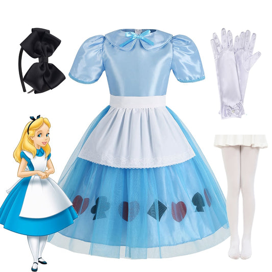 Deluxe Girl Halloween Sissy Maid Lolita Dress Alice in Wonderland Costume Kids Cosplay Servant Family Party Dress