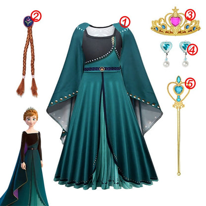 Frozen Costume Princess Dress for Girls White Sequined Mesh Ball Gown Carnival Clothing Kids Cosplay Snow Queen Elsa Anna