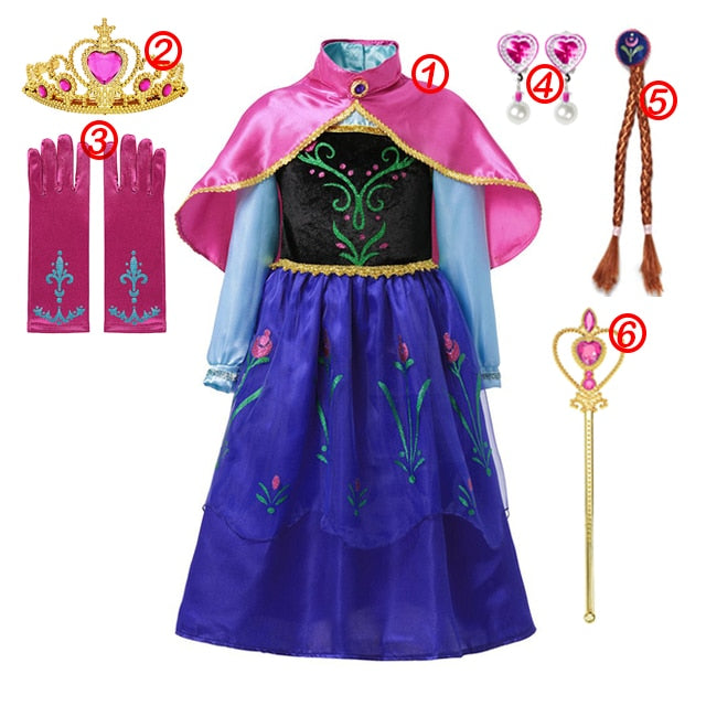 Frozen Costume Princess Dress for Girls White Sequined Mesh Ball Gown Carnival Clothing Kids Cosplay Snow Queen Elsa Anna