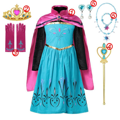 Frozen Costume Princess Dress for Girls White Sequined Mesh Ball Gown Carnival Clothing Kids Cosplay Snow Queen Elsa Anna