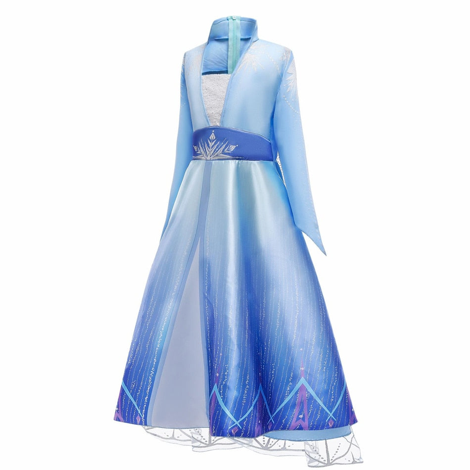 Frozen Girls Dress Elsa 2 Princess Cosplay Costume Kid Children Gowns Vestidos Snow Queen