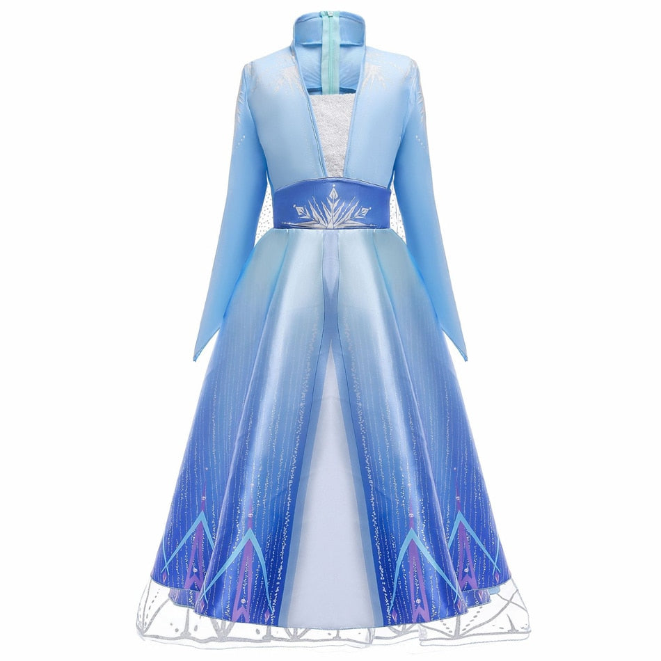 Frozen Girls Dress Elsa 2 Princess Cosplay Costume Kid Children Gowns Vestidos Snow Queen