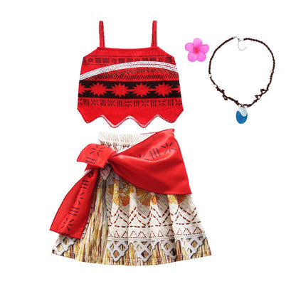 Halloween Dress Up Party Moana Costume Little Girl Princess Clothes Children Vaiana Outfit