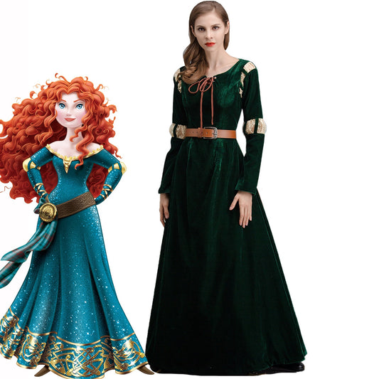 Merida Princess Costume for Adult S M L XL Brave Merida Dress Girls Cosplay Carnival Apparel Female Halloween Frock