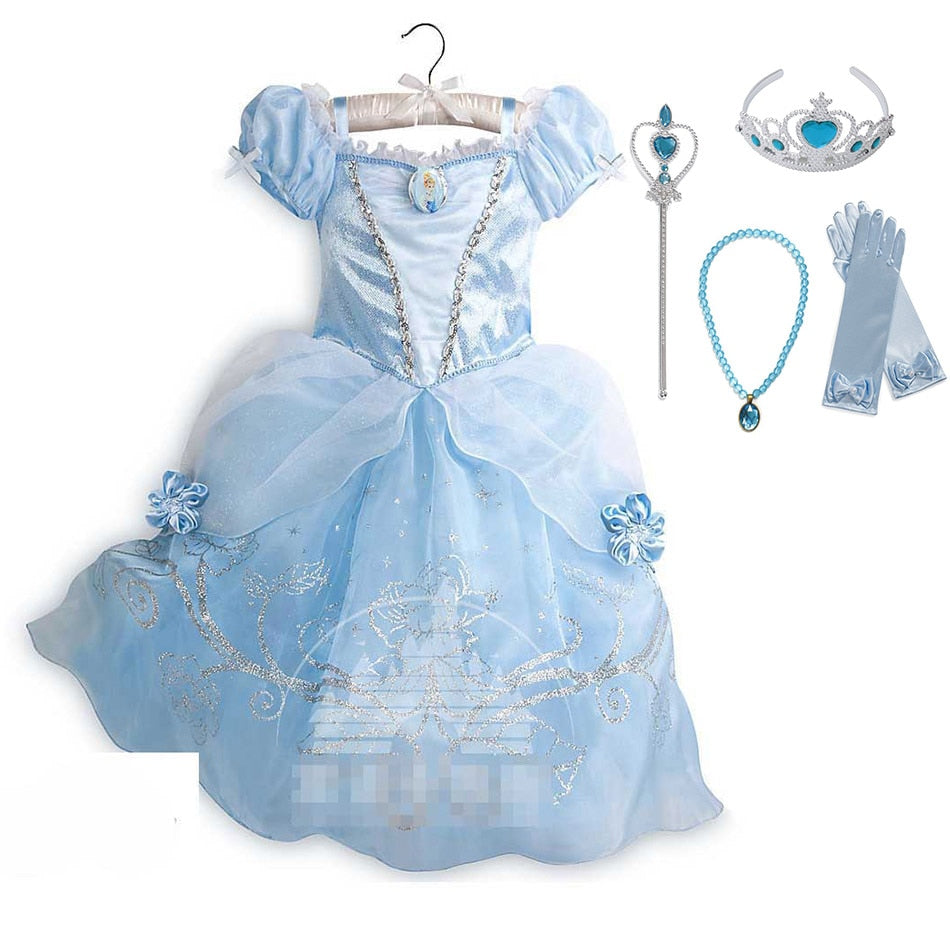 Princess Party Dress for Girls Halloween Frozen Elsa Rapunzel Costume Kids Wednesday Addams Clothing Birthday Gift Gown