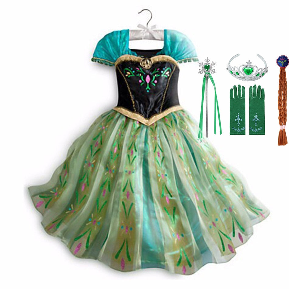 Princess Party Dress for Girls Halloween Frozen Elsa Rapunzel Costume Kids Wednesday Addams Clothing Birthday Gift Gown