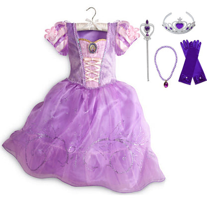 Princess Party Dress for Girls Halloween Frozen Elsa Rapunzel Costume Kids Wednesday Addams Clothing Birthday Gift Gown