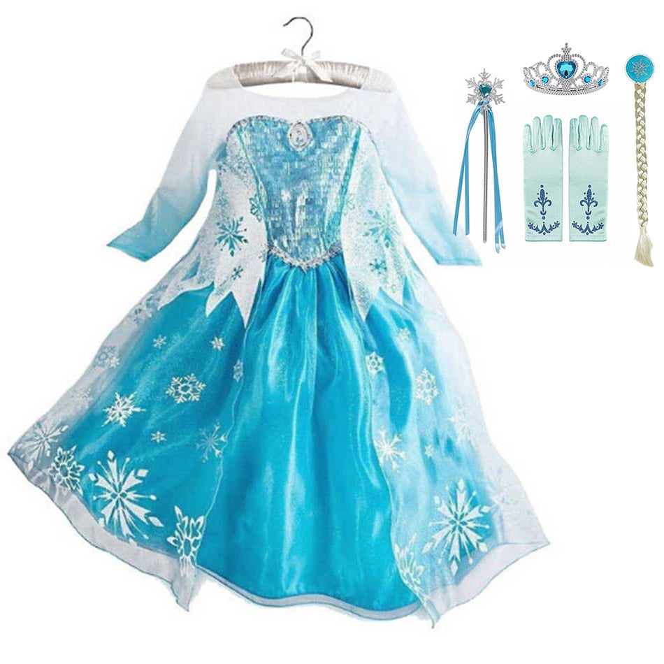 Princess Party Dress for Girls Halloween Frozen Elsa Rapunzel Costume Kids Wednesday Addams Clothing Birthday Gift Gown