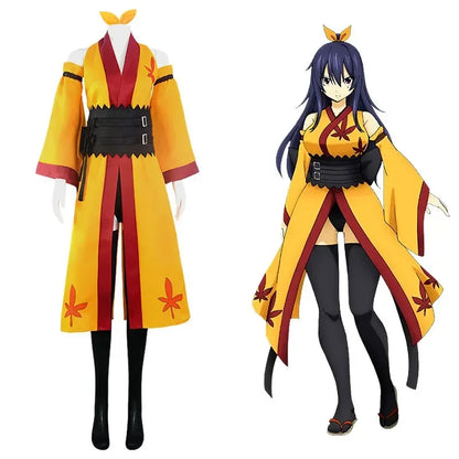 Edens Zero Anime Homura Kogetsu Kimono Women Uniform Suit Cosplay Costume Yellow Dress Girls Party Clothes Halloween Costumes