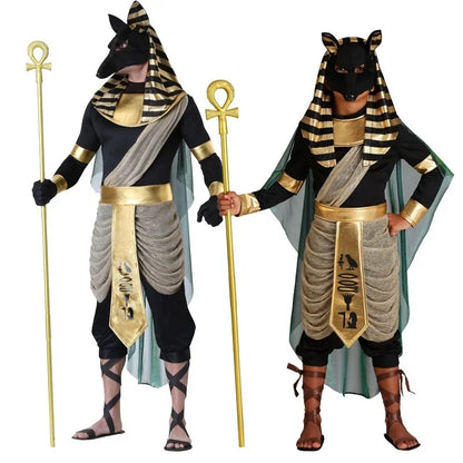 Egyptian Anubis Cosplay Costume Face Mask Wolf Head Jackal Adult Kids Animal Masquerade Suits for Halloween Party