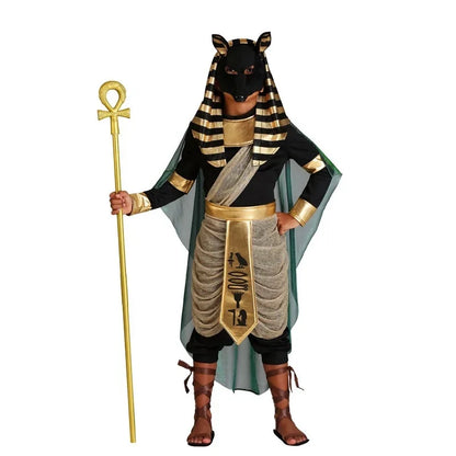 Egyptian Anubis Cosplay Costume Face Mask Wolf Head Jackal Adult Kids Animal Masquerade Suits for Halloween Party