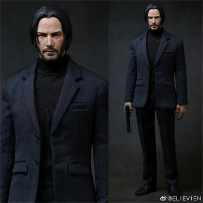 Eleven Toys 1/6 Speeding Down Keanu Reeves and John Wick Dress Suit Normal Battle Head Sculpt Carving Fit 12" Action Figure DIY