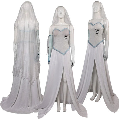 Emily Cosplay Costume Anime Movie Corpse Cosplay Bride Roleplay Skirt Jacket Veil Halloween Carnival Party Fantasia Dress Suit