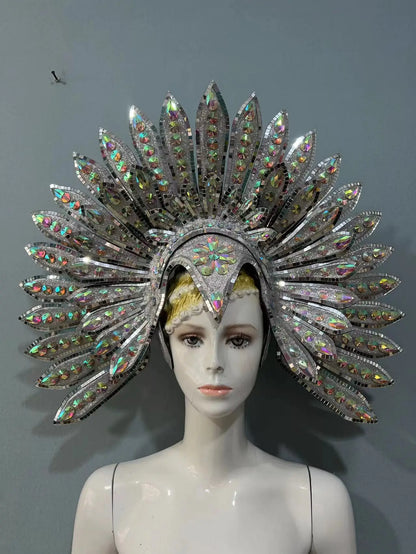 FASHIONABLE AND EXQUISITE HEADDRESS FEATHERS SAMBA CARNIVAL HALLOWEEN PARTY LATIN DANCE BAR PERFORMANCE HAT MASQUERADE