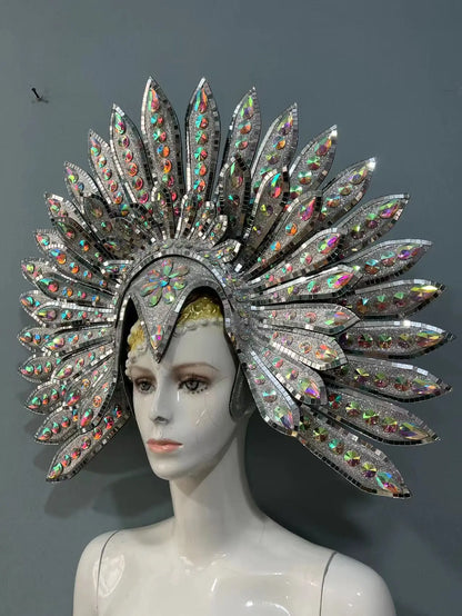 FASHIONABLE AND EXQUISITE HEADDRESS FEATHERS SAMBA CARNIVAL HALLOWEEN PARTY LATIN DANCE BAR PERFORMANCE HAT MASQUERADE