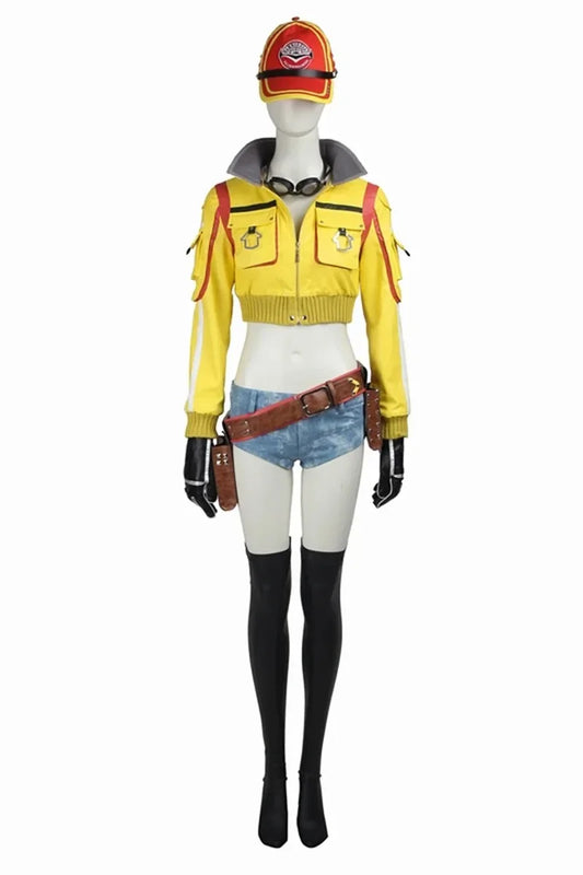 FF15 Cindy Aurum Cosplay Costume Full Set Jacket Hat Shorts Belt Boots FFXV