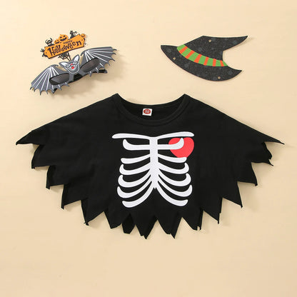 0-24M Infant Baby Girls Boys Cloak Outwear Halloween Plaid/ Ghost/ Skeleton Print Irregular Cape