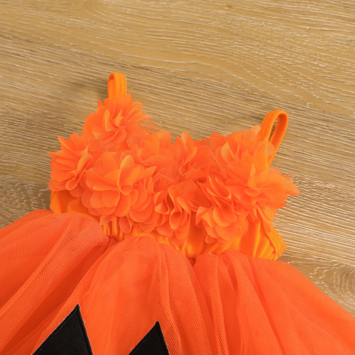 0-4Y Halloween Kids Girls Party Dress Strap Sleeveless Flowers Pumpkin Lace Patchwork Tutu Sundress